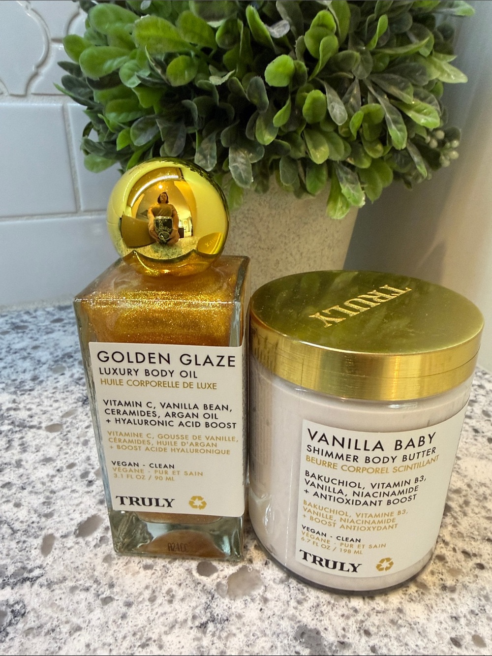 TRULY Gold Shimmer Golden Glaze Body Oil & Vanilla Baby Shimmer Body Butter
